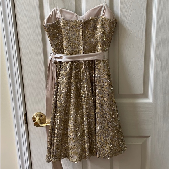 Strapless Gold Sequin Mini Dress - Picture 3 of 5